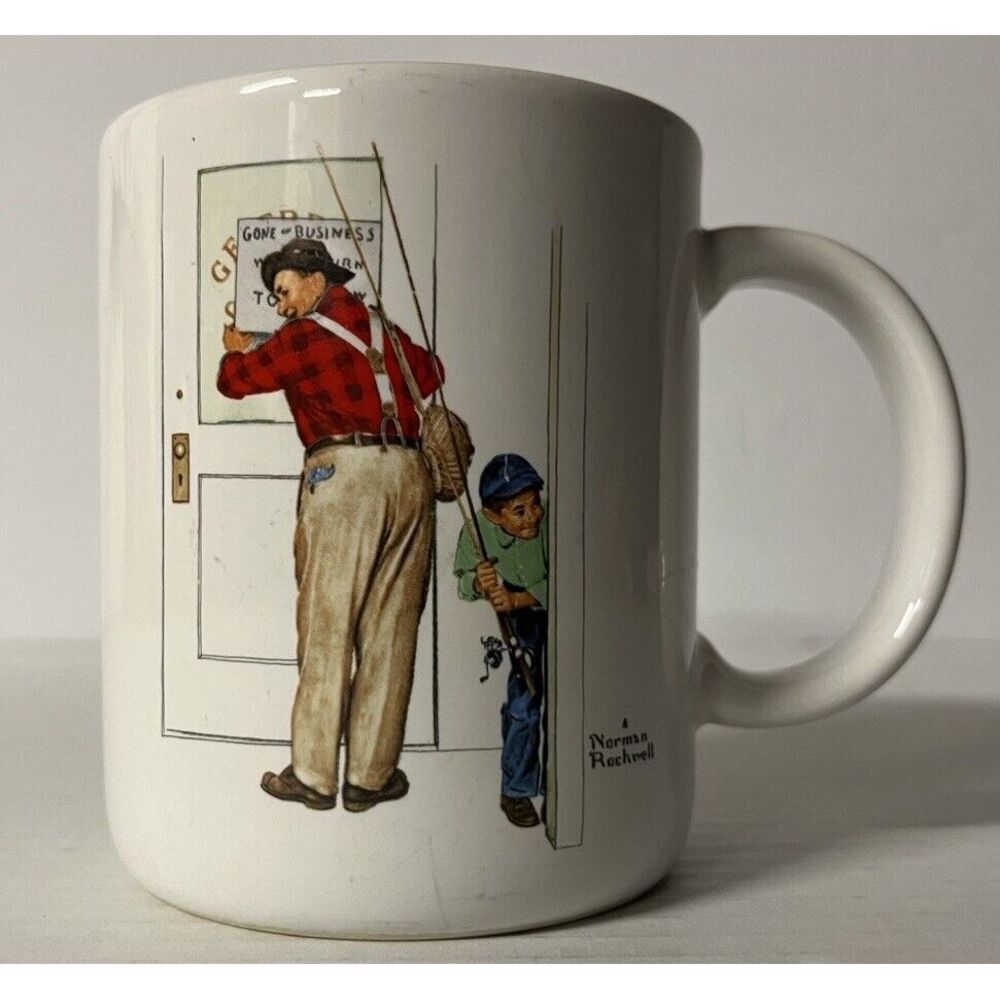 Norman Rockwell Closed For Business Coffee Mug 1987‎
